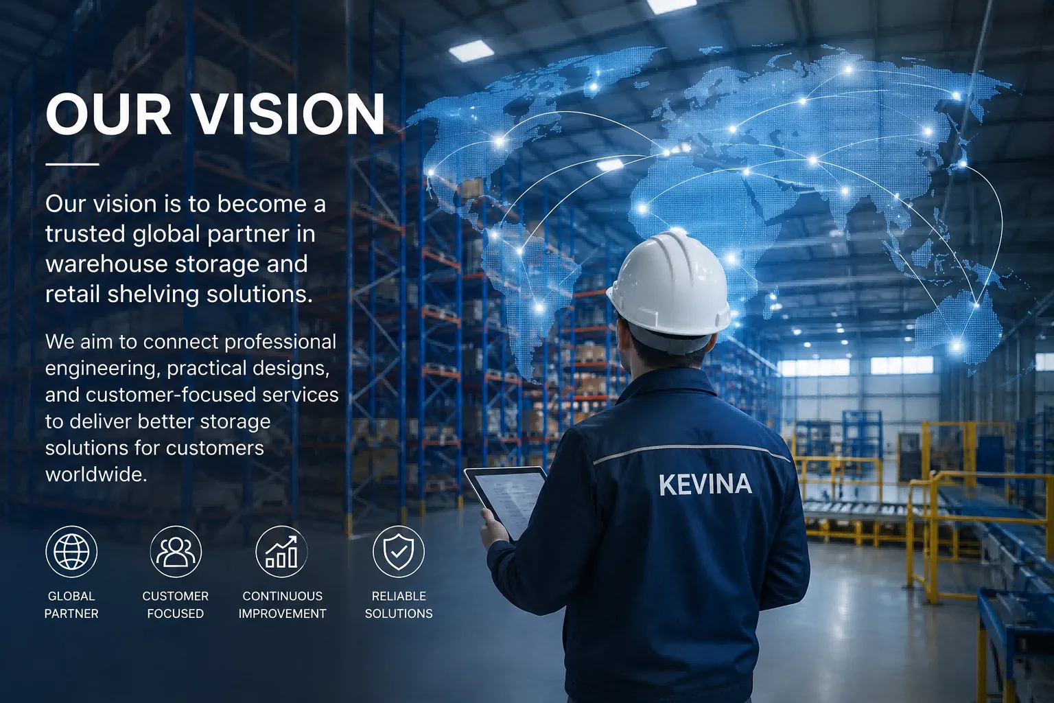 KEVINA manufacturing facility and global warehouse storage solutions